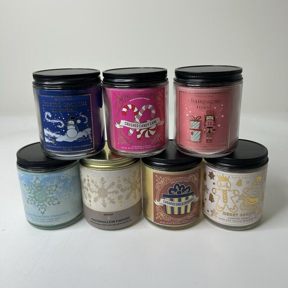 Bath & Body Works Candles Christmas Treats Sweets 7oz Lot Of 7 Holiday Winter - Picture 1 of 10